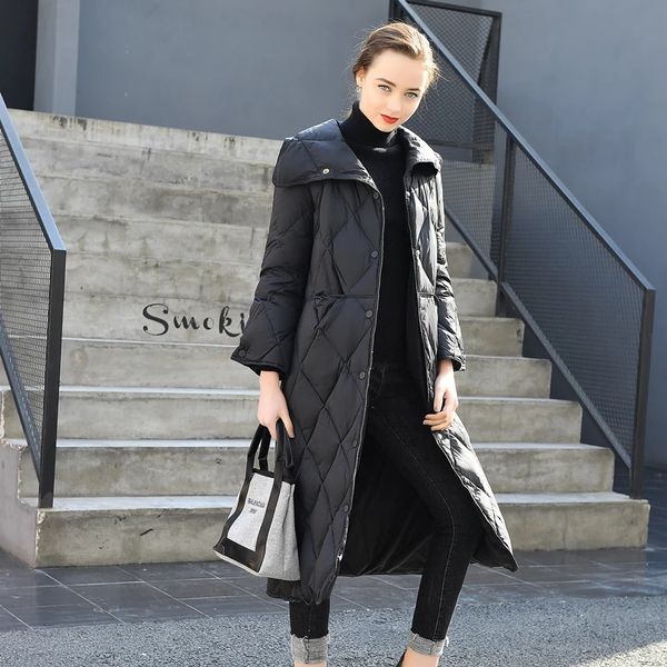 

new winter turtleneck ultra-thin duck down coat double breasted coat warm coat, Black