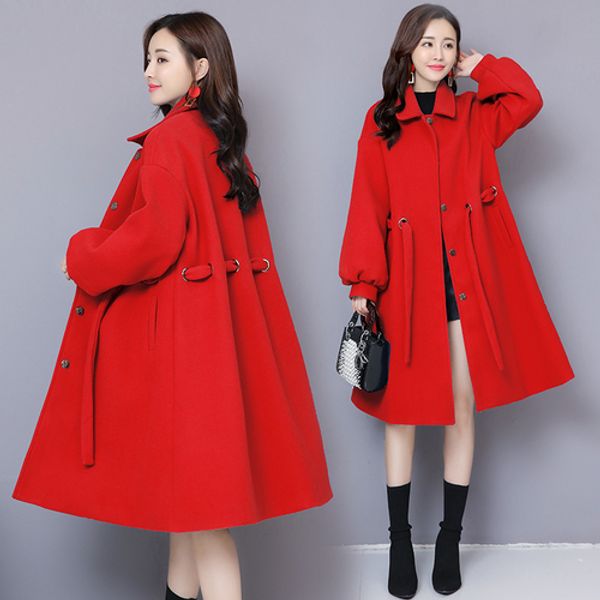 

autumn and winter trench coats with hood korean fashion belt women windbreaker overcoat woolen cardigan coat female windbreakers, Tan;black