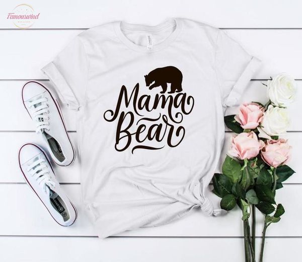 

mama bear print women tshirt cotton casual funny t shirt for lady girl tee hipster ins na 102, White