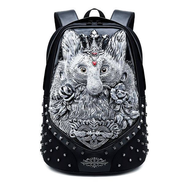 

fashion animal avatar pu backpack computer travel package 3d student bag wholesale