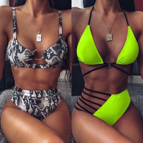

high waist bikini 2020 leopard print swimsuit women push up bikini set summer bandage bathing suit brazilian biquini swim