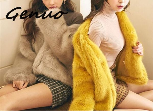 

women winter jackets coats 2018 thicken warm faux fur coat outerwear casual shaggy fake fur jacket female cozy long overcoats, Black