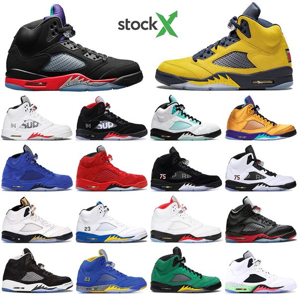 

with socks jumpman 5 5s 3 fire red michigan mens basketball shoes retroes black grape fresh prince satin bred sports sneaker trainer