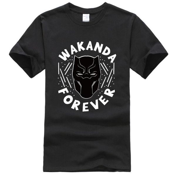 

wakanda forever black panther cool t shirt summer new short sleeve crew neck men clothing tee, White;black