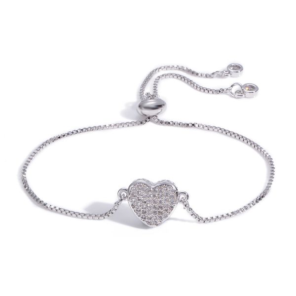 

1jyx heart charm in middle cubic zirconia bracelet women jewelry adjustable chain bracelets & bangles, Golden;silver