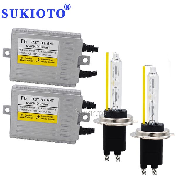 

sukioto f5 55w fast bright xenon kit h7 hid kit d2h h4 bixenon 5500k white h1 h3 h11 9012 hb3 hb4 car hid headlight ballast