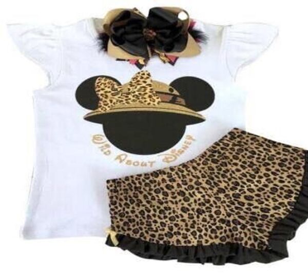 

горячие продажи летние девушки костюм леопарда шорты набор мультипликационный персонаж дети костюм, White