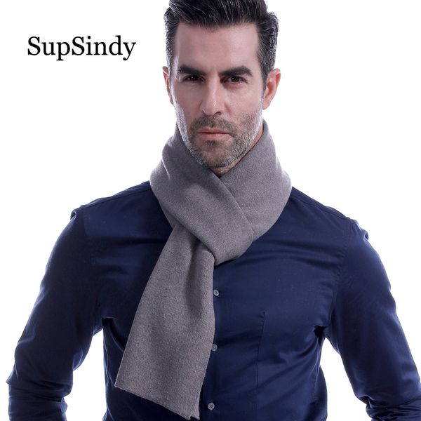 

supsindy winter scarf men wool cashmere fashion casual men scarf black solid vintage soft scarves luxury shawl lattice warm wrap, Blue;gray