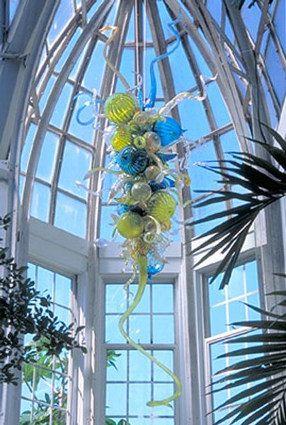 Lampade a sospensione soffiate a bocca al 100% CE UL Vetro borosilicato in stile Murano Dale Chihuly Art Lampadari in vetro smerigliato alla moda Paralume per bar Hotel di lusso