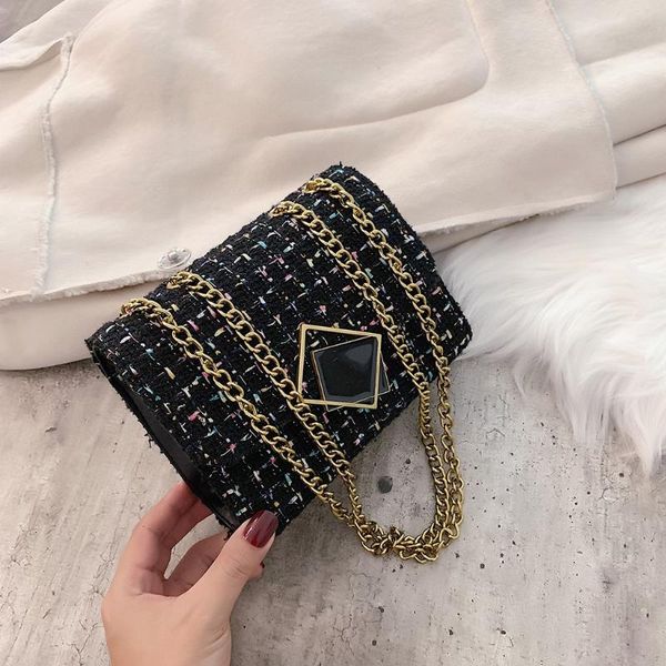 

chain wool small square bag women 2020 new style personality single shoulder messenger bag students crossbody bags bolsas mujer