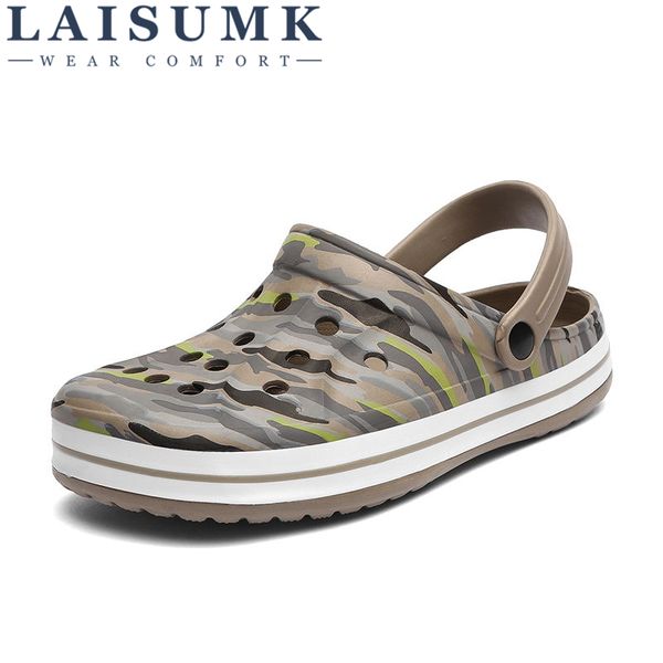 

laisumk men shoes beach casual men's slippers hollow out casual couple beach sandal flip flops shoes non-slide male slippers, Blue;gray