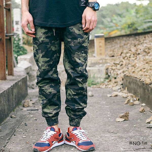 

2019 autumn camo pants men causal harem pants men camouflage loose cargo trousers sweatpants, Black