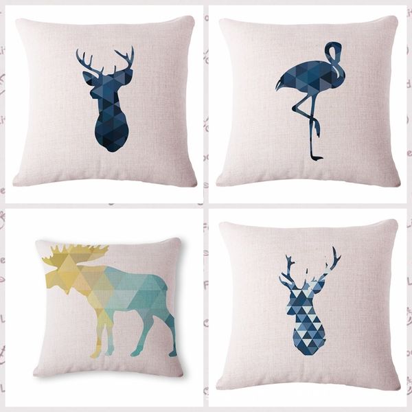 

simple watercolor animal pattern cotton flax pillow back cushion