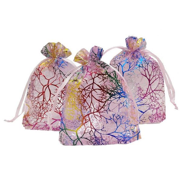 

new-100шт sheer organza благосклонности сумки для венчания душа ребенка ротанг версия для печати подарочные сумки образцы дисплей drawstring