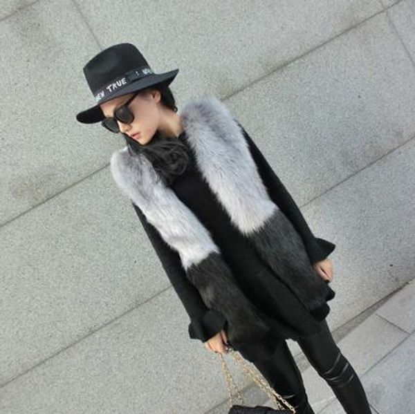 

new 2019 winter women's faux fur coat artificial fur vest furry vests femme jackets plus size fluffy fake gilet z270, Black