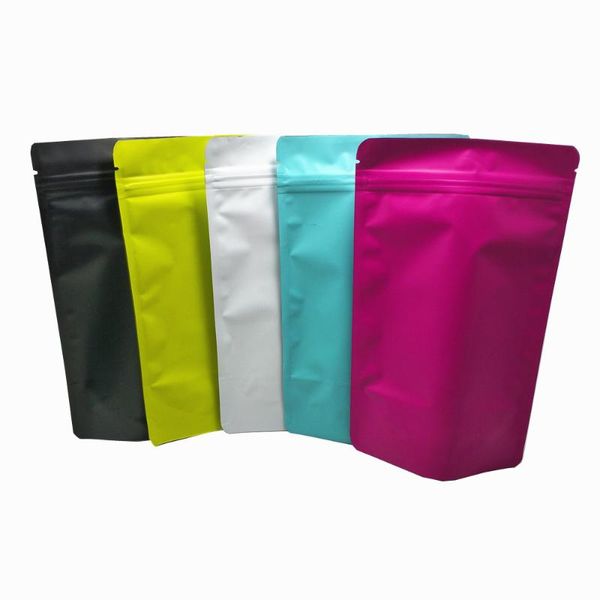 

50pcs heat seal stand up zip lock package bags aluminum foil mylar zipper reusable pouch coffee beans packing storage wholesale