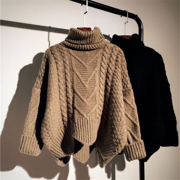 

clearance-sale women winter sweater female pullover casual thick warm turtleneck short twist basic sweaters pullovers, White;black