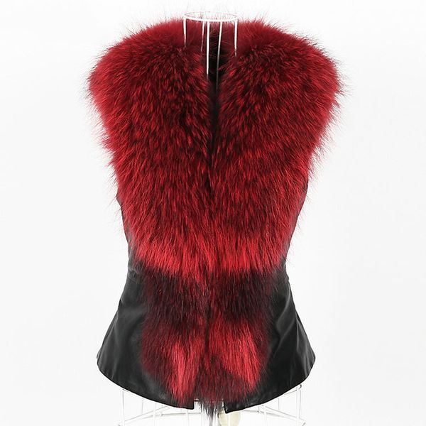 

s-4xl women's faux fur coat vest leather jacket luxury large warm soft fluffy fur collar autumn winter red black plus size