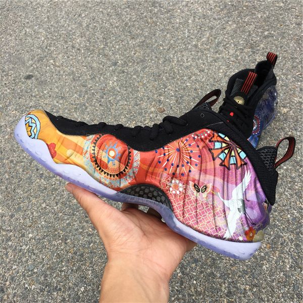 

2019 foam one cny chinese new year penny hardaway men basketball shoes eggplant purple copper mens foams sport sneakers size 40-47