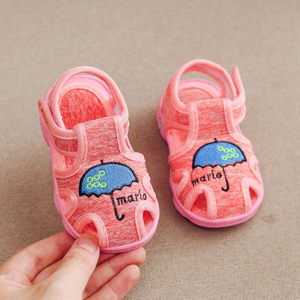 

продвижение лето ребёнкова первого уолкер малыш девушка малыши холст сандалия с голосом 15-20 0-2years 610 tb01, Black;red