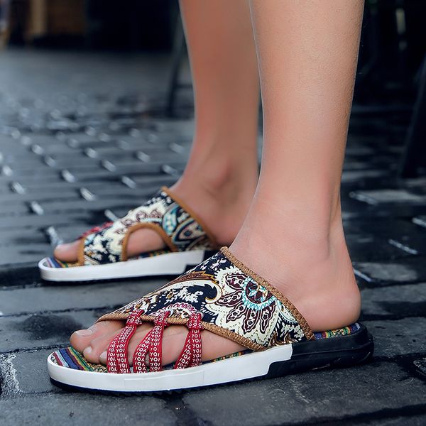 

shoes men summer leather shoes sandals flats slippers flip flops fashion sandals slides pantoffels heren nd227, Blue;gray