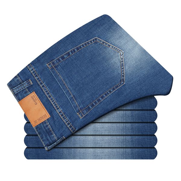 

2019 new autumn and winter men's jeans men's straight loose stretch jeans extra size casual 44 46 48, Blue