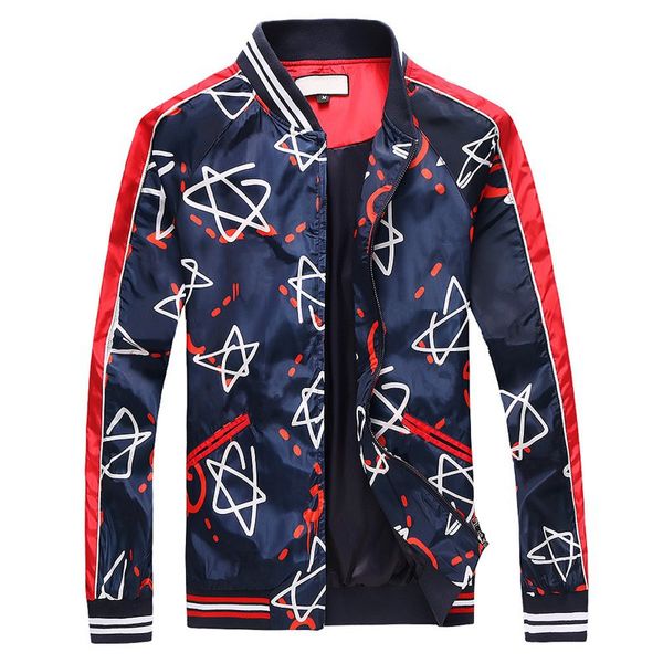 

New Trend Personality Mens Designer Jackets Side Slit Pocket Hooded Jacket Hot Seller Five-pointed Star Print Youngth Windbreaker