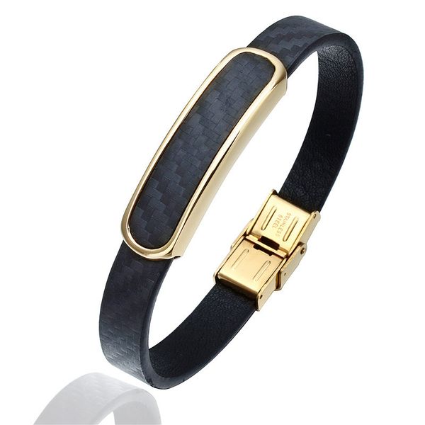 

hawson hiphop style microfiber leather bracelets with stainless steel clasp men jewelry fashion adjustable bangle bracelet, Golden;silver