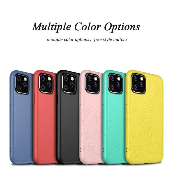 

wheat straw eco-friendly soft tpu phone protection case for iphone 6 7 8 x xr 11 pro max candy color