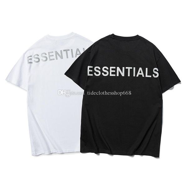 

fog double line 3m reflective high street short sleeve tide brand fear of god t-shirt men and women couple street loose cotton t-shirt, White