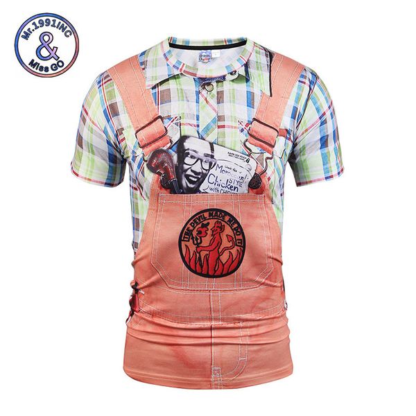 

mens designer three-dimensional short t3d fake two-piece shirt pattern funny performance t-shirt, White;black