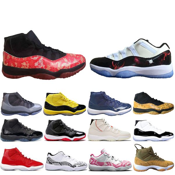 

new arrival gamma vast grey concord 45 bred 11 11s men basketball shoes snakeskin cap and gown prm red dragon platinum tint sneakers, White;red