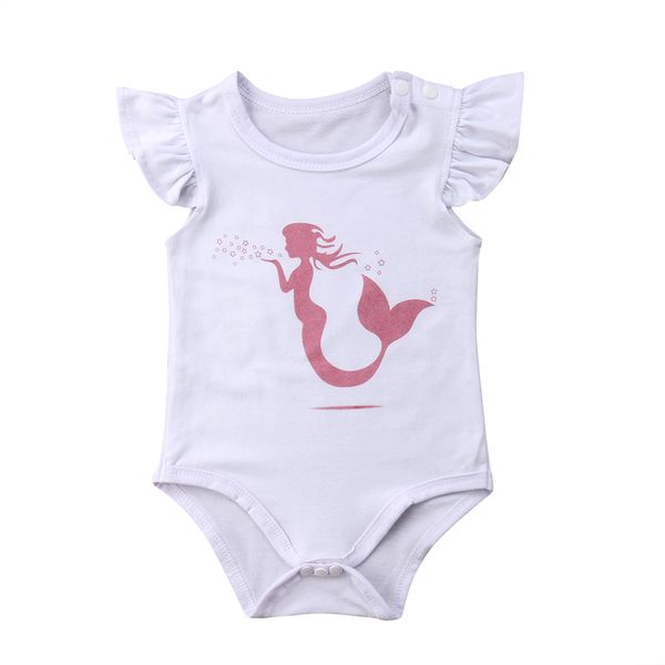 

0-24m mermaid baby girls clothes cartoon bodysuit cute sweet sunsuit summer white outfit infantil meisjes kleding, Blue