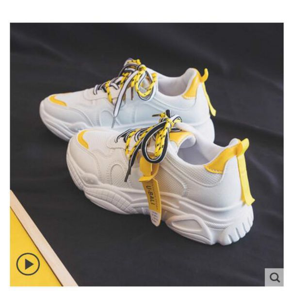 

old shoes beige female 2019 autumn breathable tide small white sports shoes net red summer models super fire smoke shoes ins wild, Black