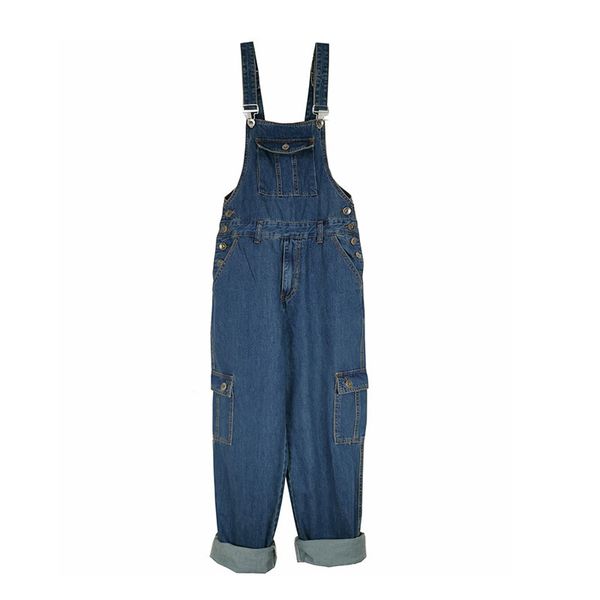 

men's denim overalls hip-hop retro loose overalls denim trousers oversized 28-48 50 suspenders jumpsuit, Blue