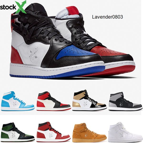 

mens designer 3 bred toe chicago og 1s game royal blue pine green man basketball shoes shattered men sports sneakers trainer, Black