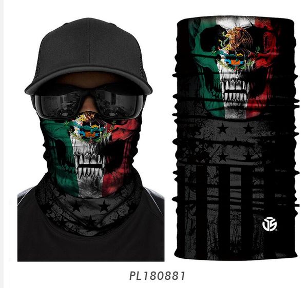 

3D Skull Ghost Motorcycle Face Mask Neck Gaiter Motorbike Skeleton Tube Scarf Bandana Moto Biker Head Shield Balaclava Sun Masks 10pcs