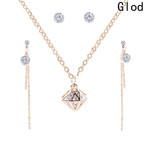 

fashion jewelry sets cubic zircon statement necklace & earrings rings wedding jewelry for women gift, Silver