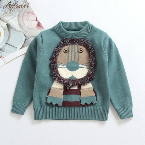 

2020 autumn winter weaters infant baby boys girls children kids knitted pullovers lion animals print warm sweaters 2-4 year, Blue