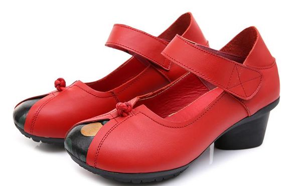 

2019 women's shoes in spring and autumn with new style middle heel coarse heel round head mother shoes #116, Black