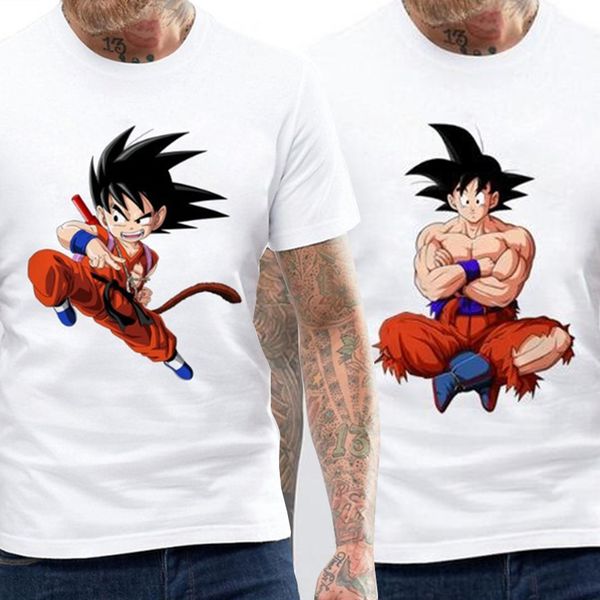 

mens summer t shirt dragon ball z super son goku slim fit cosplay 3d printed 100% cotton t-shirts anime vegeta tshirt, White;black