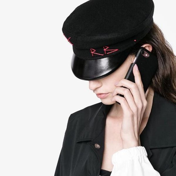 

fashion- cap women embroidery military wool baker boy caps british classic female gatsby flat hats, Blue;gray