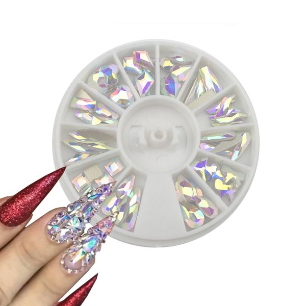 

crystal ab nail art decorations rhinestones mixed sizes flat back glass geometry stones nail art in box jewelry accessories, Silver;gold