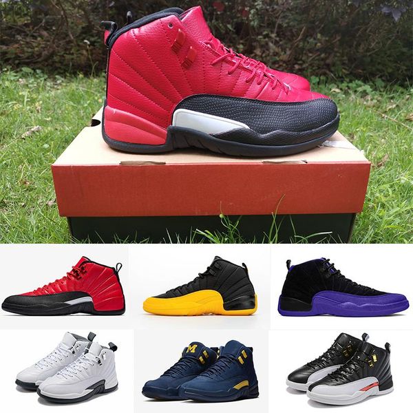 

2020 jumpman men's university gold panda 12 12s basketball shoes for men dark concord fiba reverse flu game the master tiger mens sport, Black