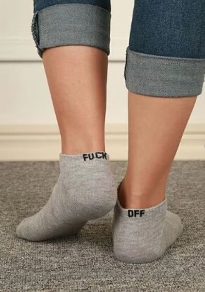 

fuck-off letters slipper socks for men designer fluorescent letter black white pink wine red blue gray odor-proof trendy sock slippers gifts