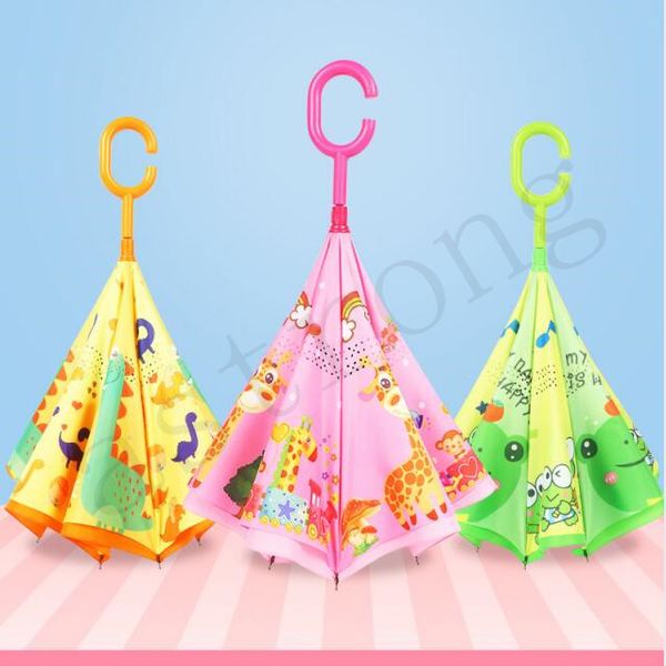 

мода дети обратный зонты творческий двойной слой супер ветролом зонты открытый дети мультфильм животных печати зонтик подарки a327, Red;brown