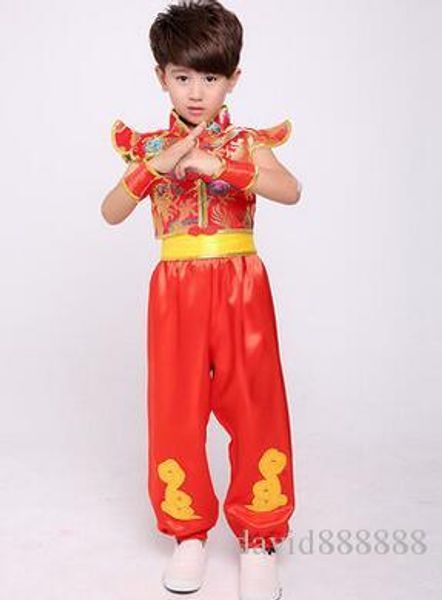 

the 2018 year new style children cosplay boys wushu costume festive drum clothing long short style, Black