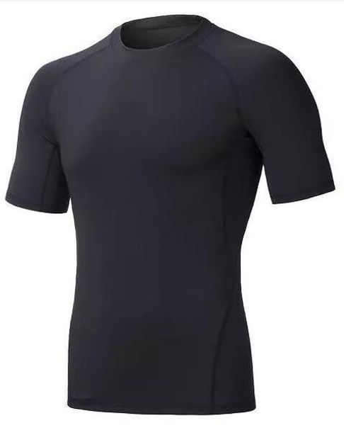 

2019 men's tight clothes running short-sleeved quick-drying t-shirt 1, Black;blue
