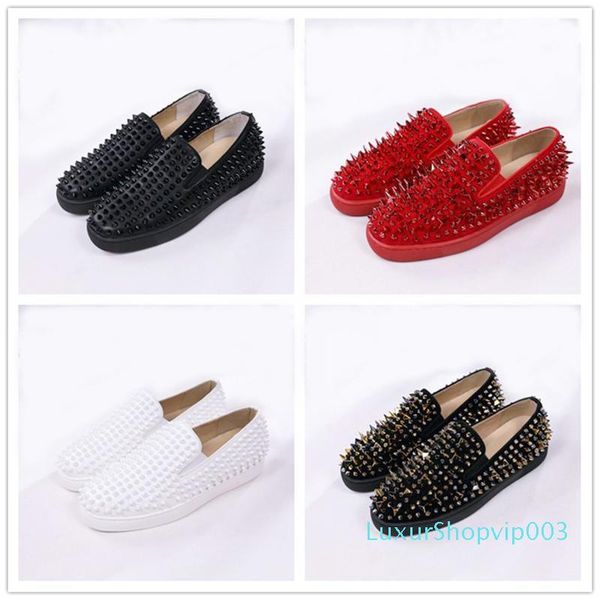 

designer shoes roller-boat men's flat loafers red bottom platform casual spikes women sandal spikers trainers 35, Black