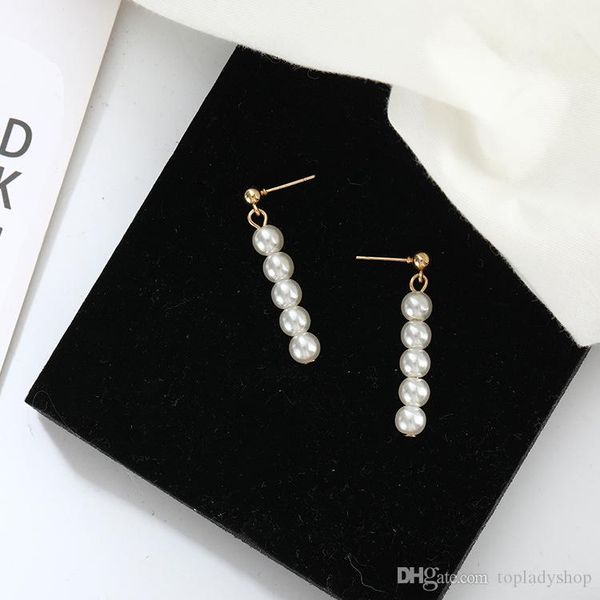 

ear cuff handmade custom vintage temperament french style wild beaded pearl pendant earrings earrings wholesale, Silver